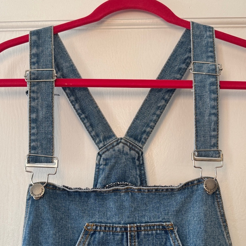 Twin Sisters Casual Blue Denim Distressed Overalls with Size L - Picture 3 of 16